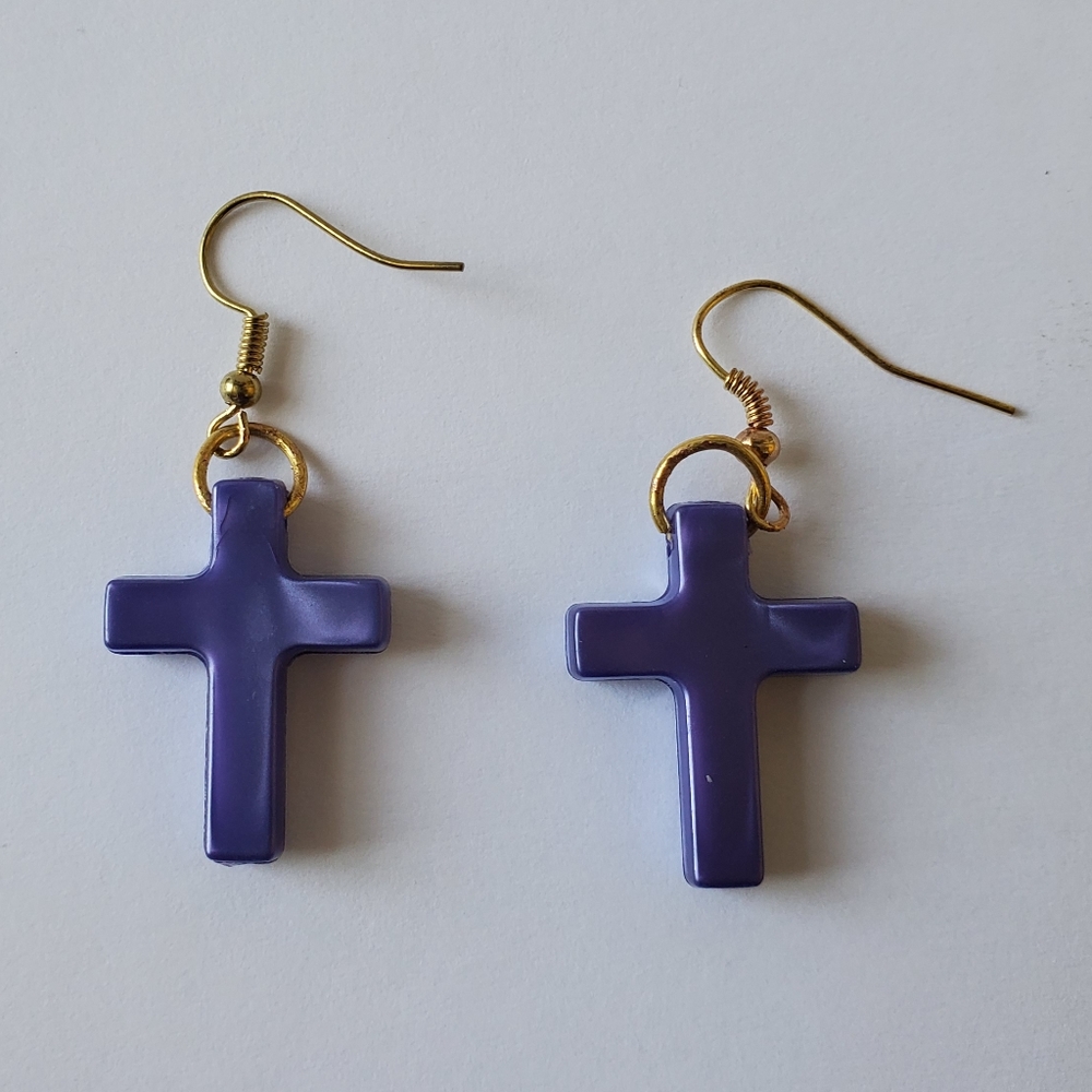 CROSS DROP DOWN EARRINGS
